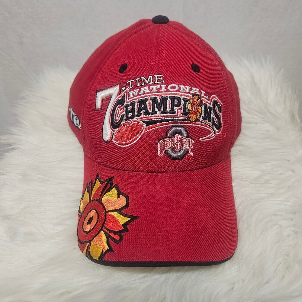 Ohio State Buckeyes Football 7 Time National Champions Hat Adjustable Red